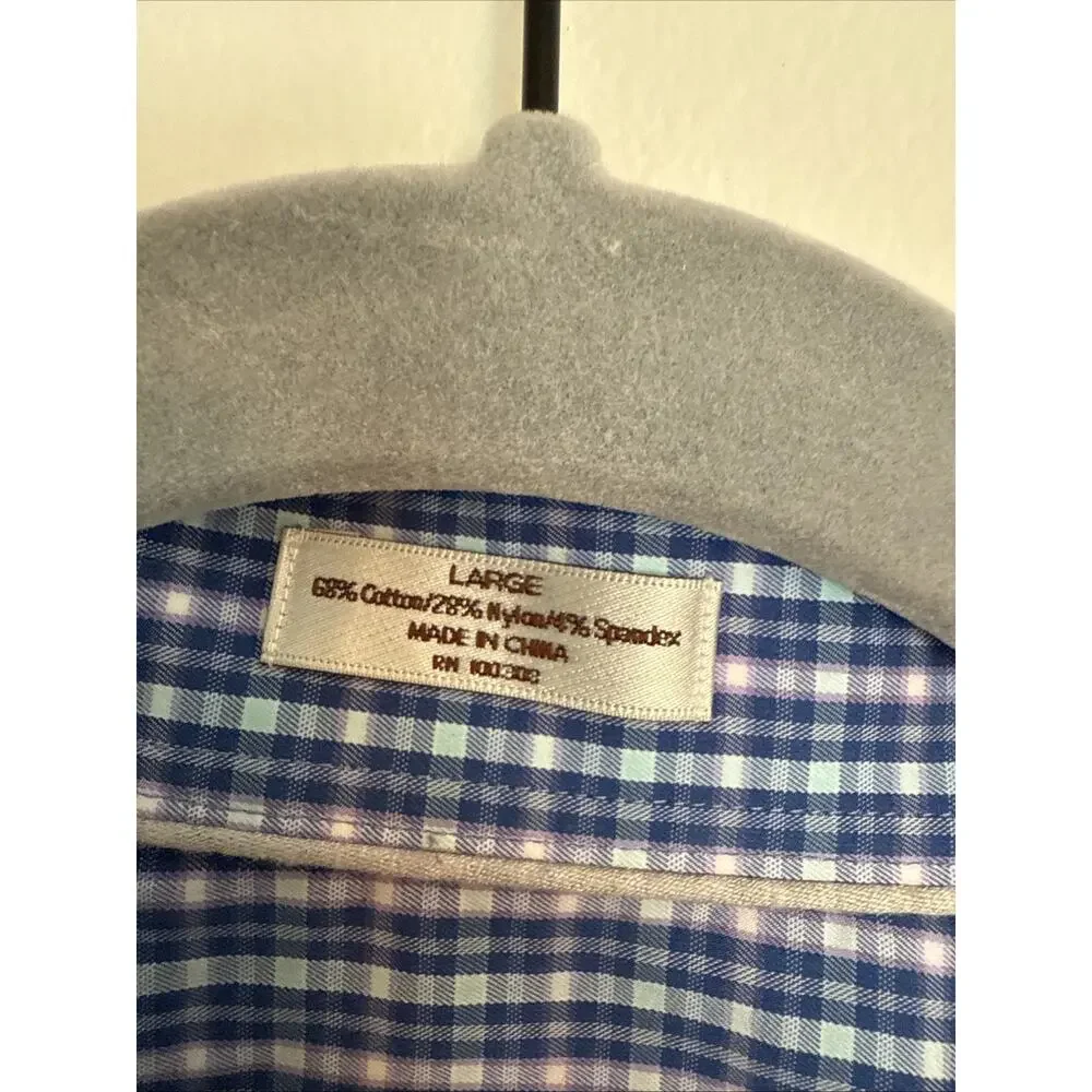Peter Millar Shirt Mens Large Crown Comfort Gingham Plaid Long Sleeve Button